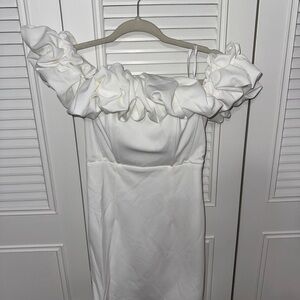 Selfie Leslie White Off-Shoulder Ruffle Dress